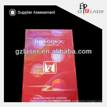 Laser stretch packing film for tobacco box in China